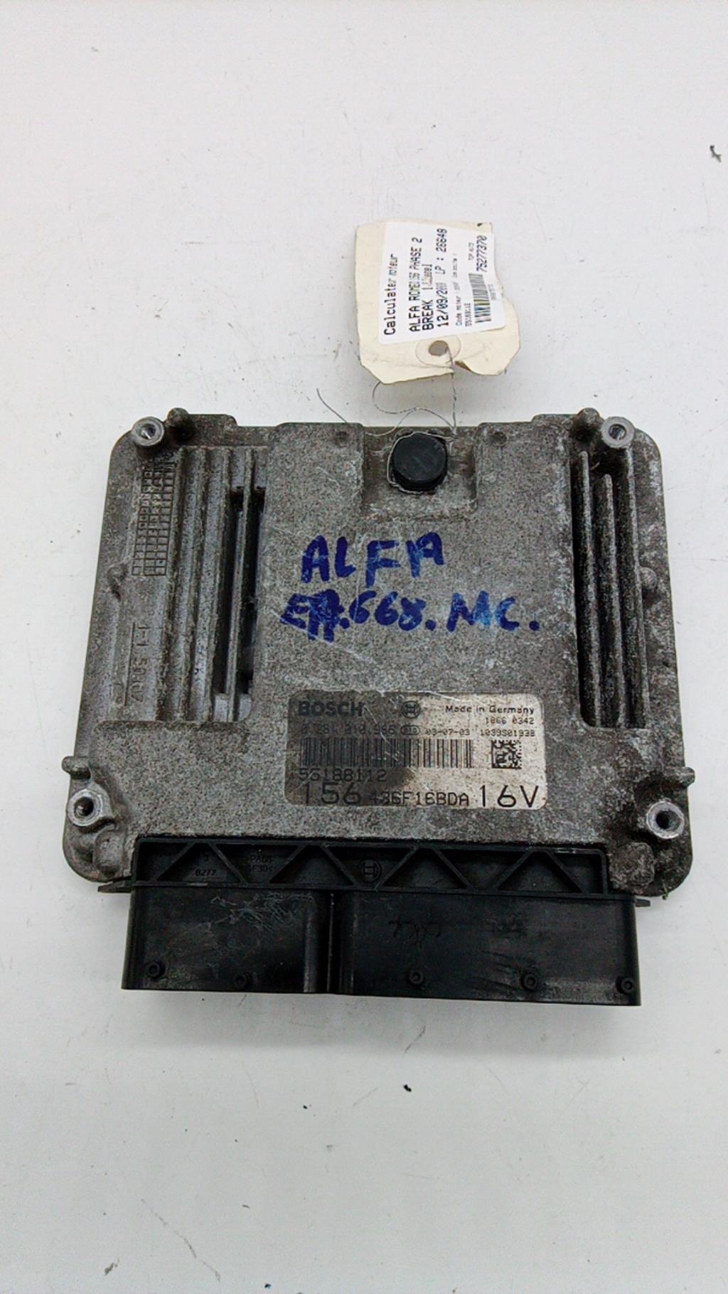 Calculateur moteur ALFA ROMEO 156 PHASE 2 BREAK 1.9 JTD - 16V TURBO  M/R:75277370
