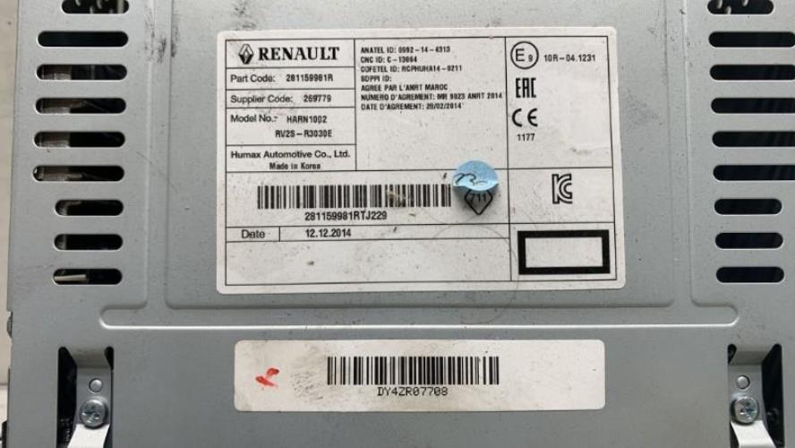 Autoradio d'origine RENAULT CLIO 4 PHASE 1 (07/2012 => 09/2016)