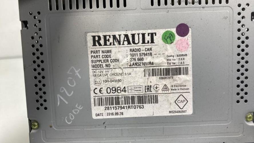 Autoradio d'origine RENAULT CLIO 4 PHASE 2 BREAK (08/2016 => Aujourd'hui)